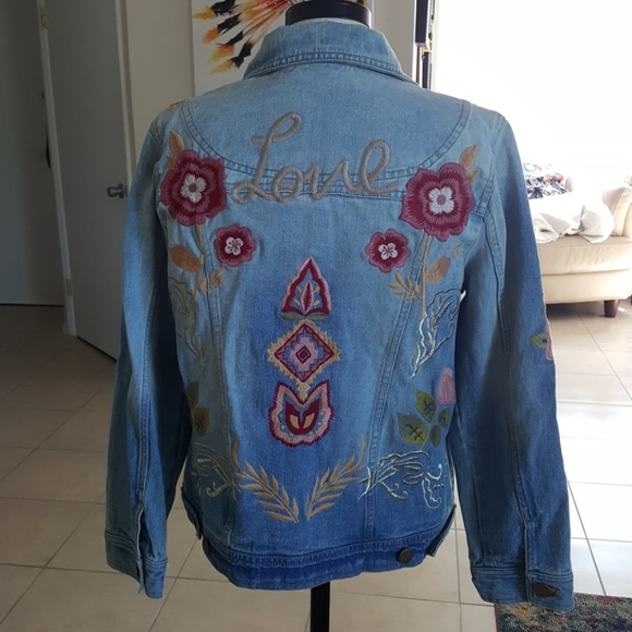 free people embroidered denim jacket
